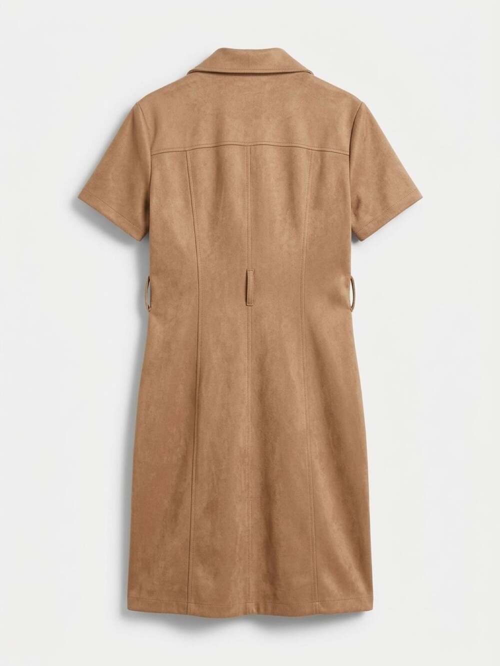 ILE New York Faux Suede Shirt Dress Size 10 Brown - Picture 3 of 4